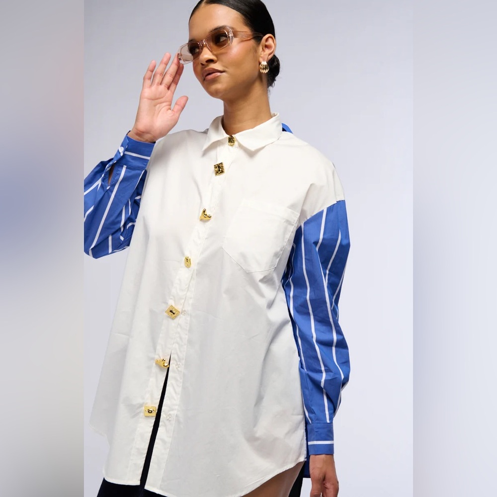 Reversible Shopakira Pinstripe Button Down Size Medium